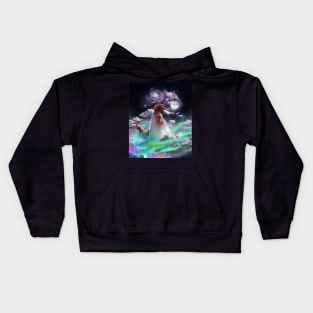Northern-Lights Moon Chicken, Space Clouds Chickens, Funny Kids Hoodie